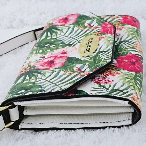 Franco Sarto Floral Crosshatch Texture Faux Leather Mini Crossbody Organizer - Picture 6 of 16